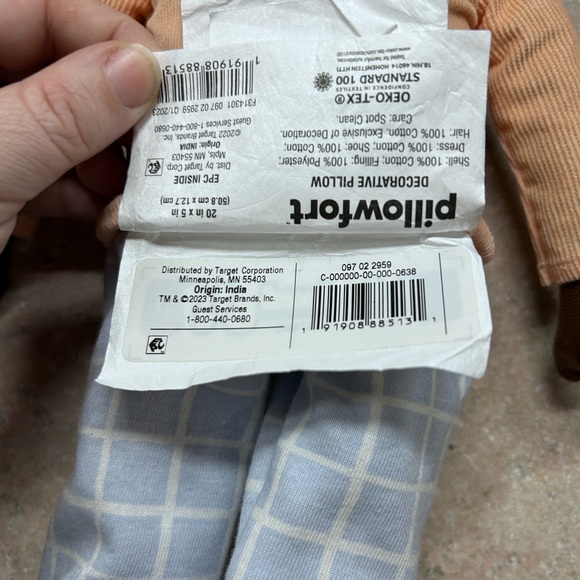 Pillowfort Plush Doll with Peach Shirt and Plaid Pants - Picture 5 of 5